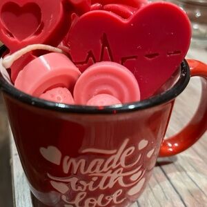 Red Heart-Shaped Wax Melts in Mug